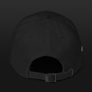 Embroidered Logo – Dad hat (White on Black)