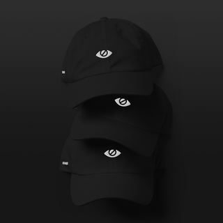 Embroidered Logo – Dad hat (White on Black)